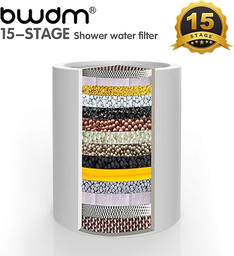 Miniatura 5 de Cartucho de repuesto para filtro de ducha, 15 etapas, alto rendimiento, vitamina C, eliminación de metales pesados y agua dura. Universal con
