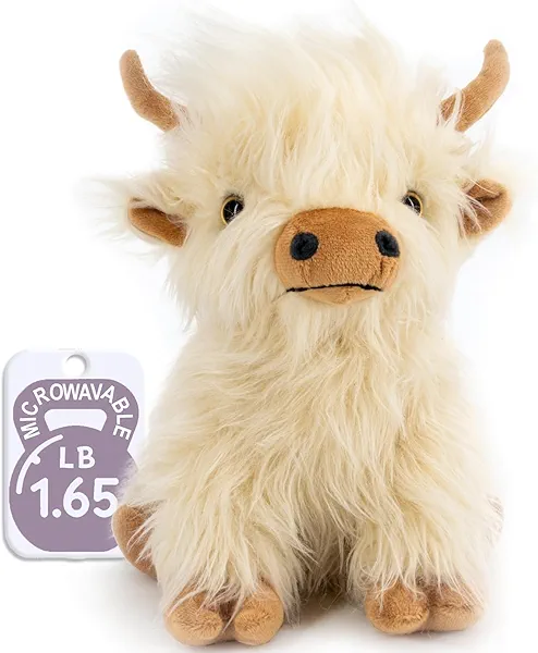 MARYSUN Microwavable Highland Cow Stuffed Animal - Weighted Stuffed Animal Plush, Heating Pad, Cozy Gift for Girls|Women|Kids|Elderly People