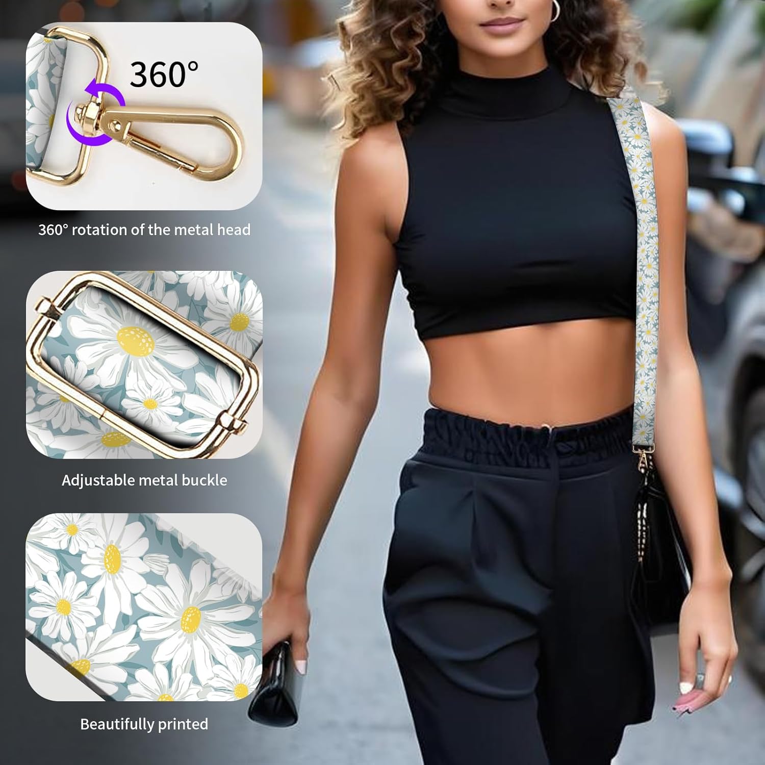 Wide Purse Strap Replacement Crossbody, Funny Shoulder Strap Adjustable, Cute Bag Strap for Women Guitar Purses - Image 4