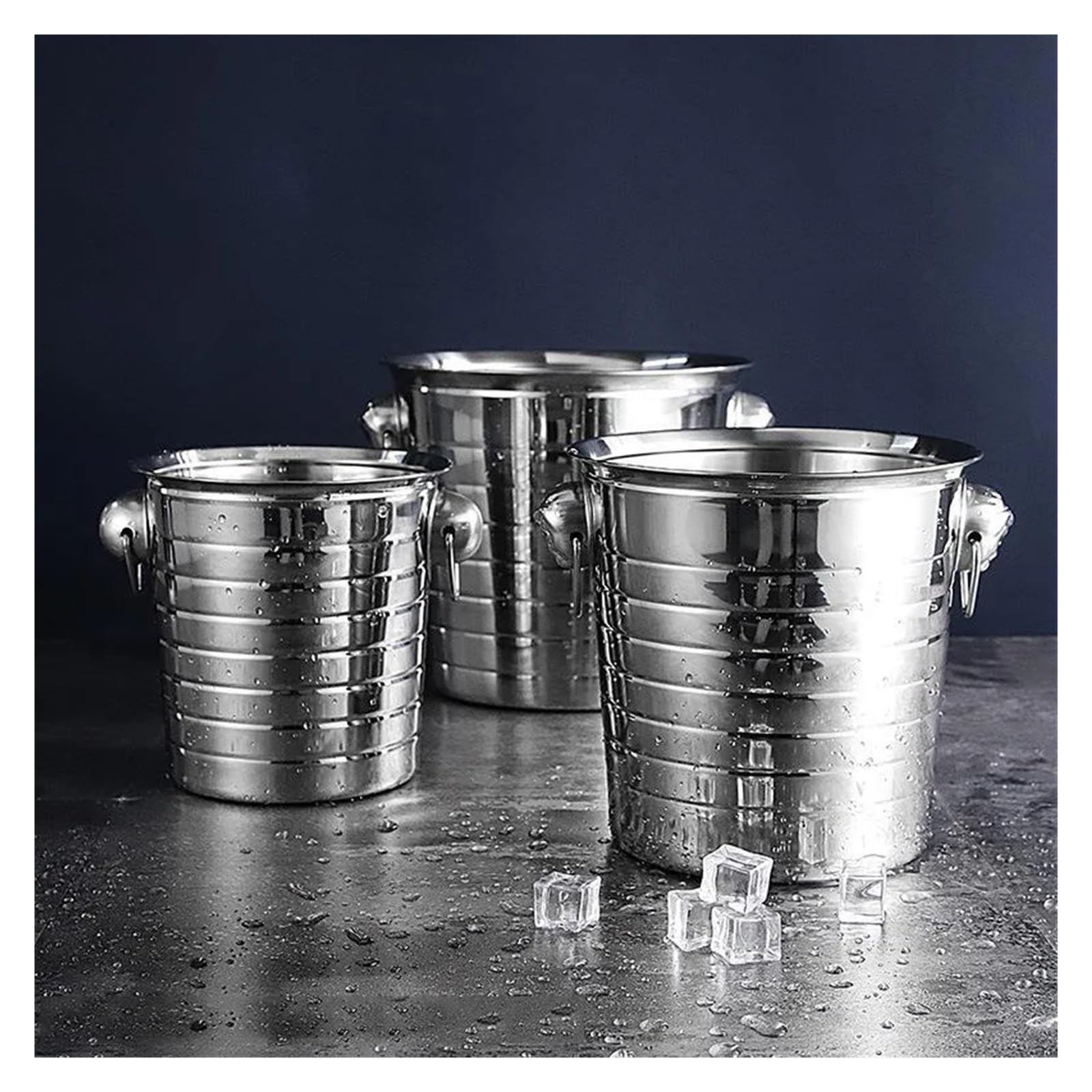 Secchiello for Ghiaccio in Acciaio Inox da 3/5L, refrigeratore for Vino e Birra, Produttore di Ghiaccio per Feste ed Eventi(A-1L)