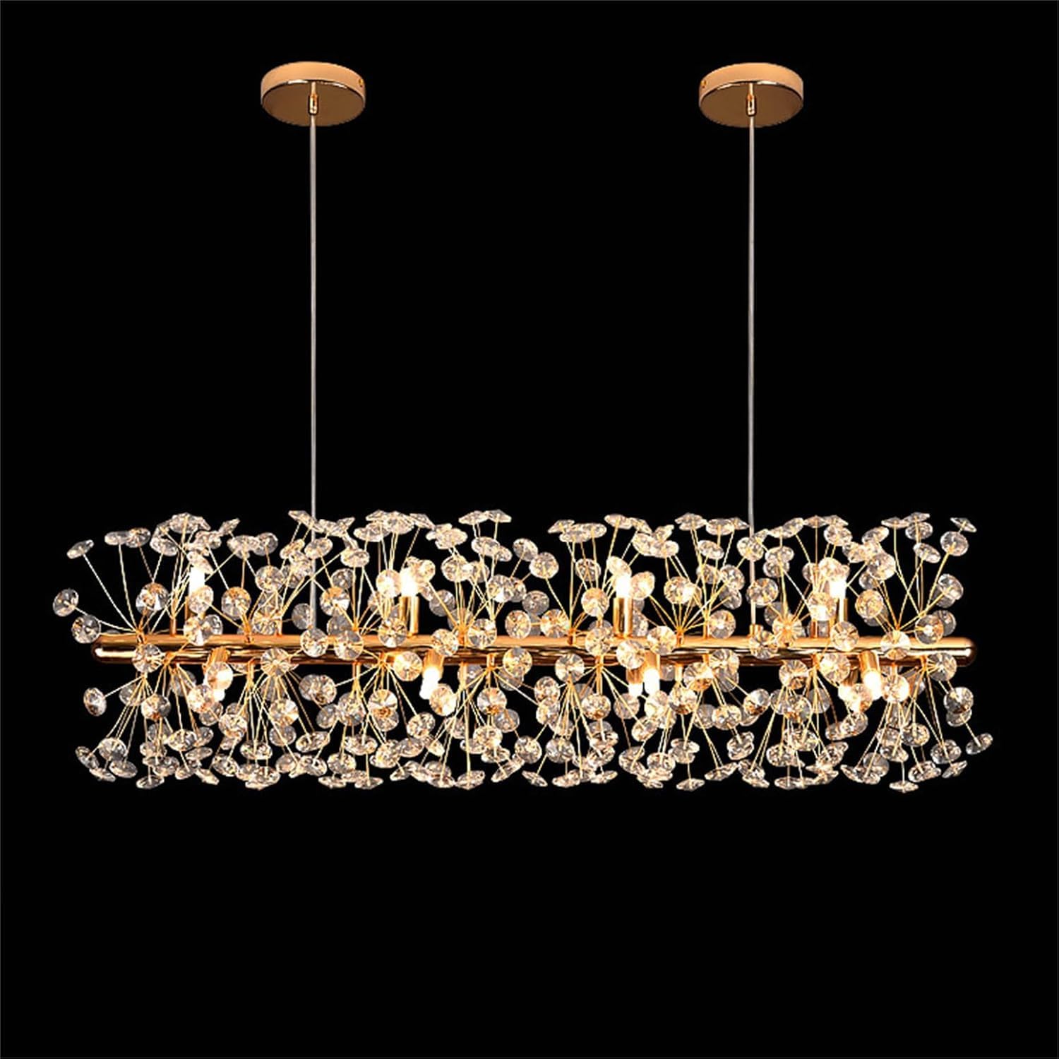 LYMSXAZOU 12-Light Crystal Firework Chandelier, Modern Dining Room Lighting Fixtures Hanging, Gold Metal Ceiling Light Fixture for Living Kitchen Island Bar