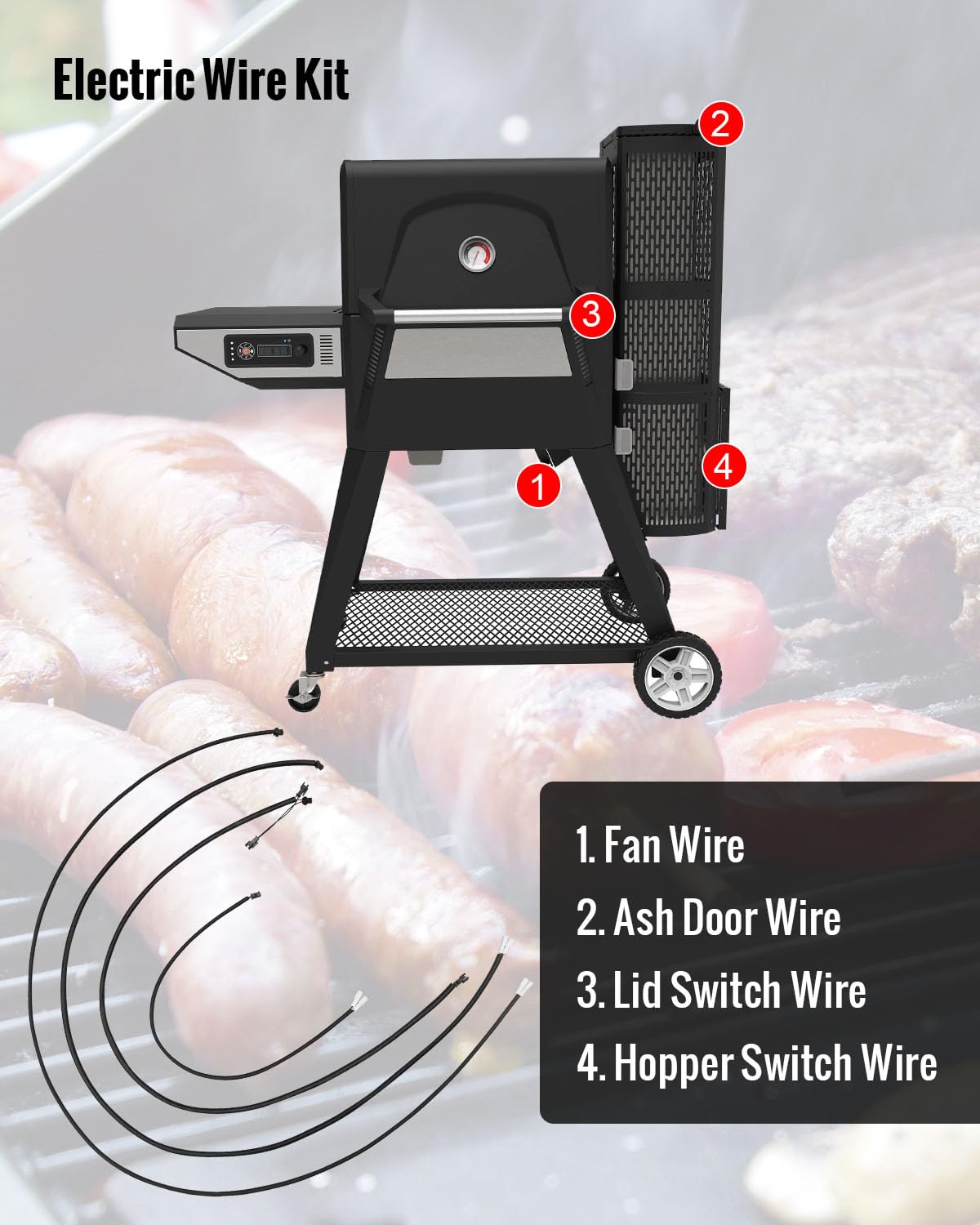 Fan and Lid/Door Switch Replacement Kit Compatible with Masterbuilt Gravity Series 560 1050 800 Digital Charcoal Grill and Smoker Combo, Replace 9904190041, 9904190045