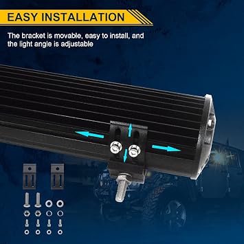 PICAA LED Work Light Bar, 2PCS 8D Tri-Row 7inch 120W Combo Beam POD Light