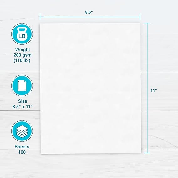PrintWorks White Matte Cardstock 8.5 x 11 - 100 Sheets - 200 gsm Paper/110 lb Cardstock - Prints Like Matte Photo Paper - Ideal for School & Crafts - Photo Card Stock Made in the USA (00568)