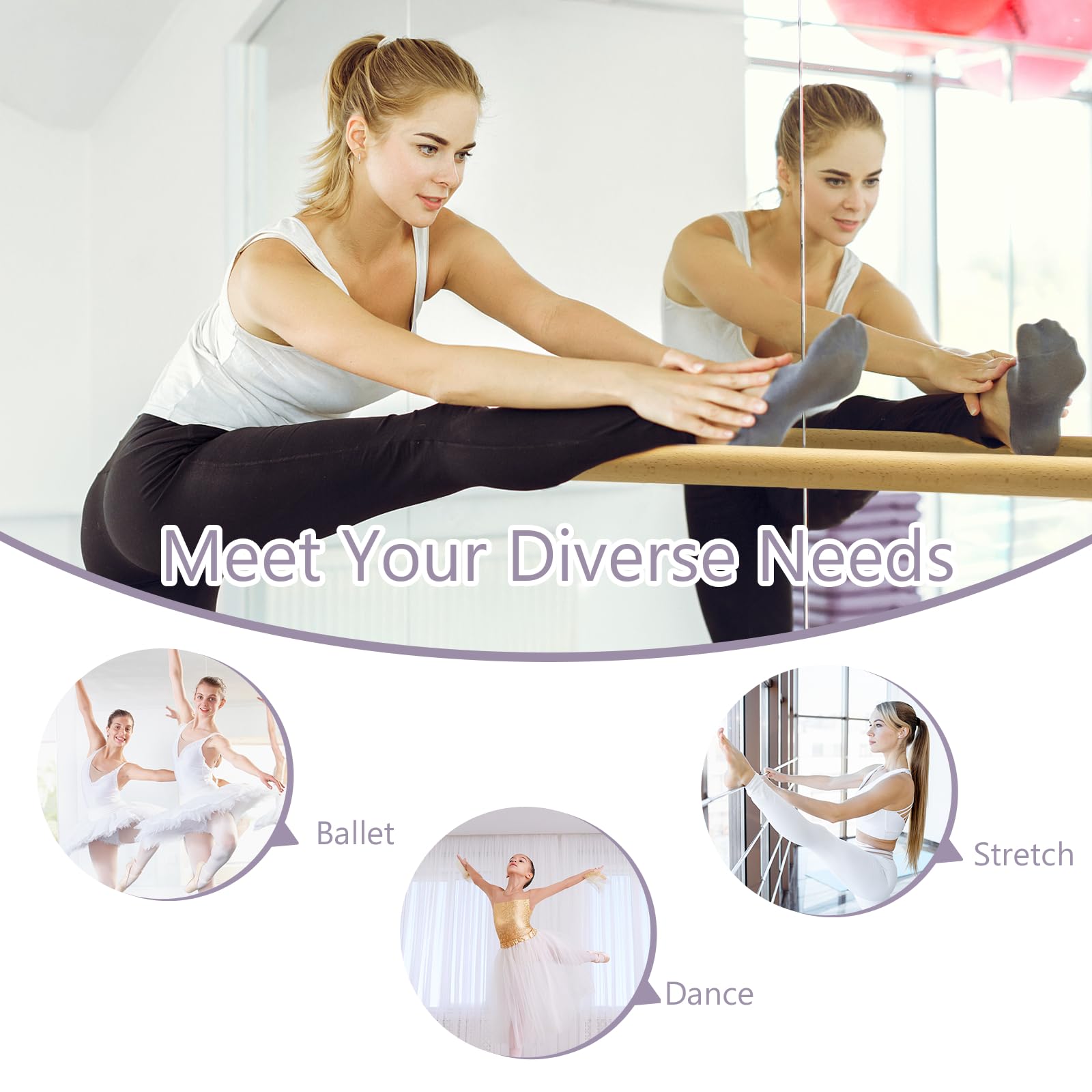 GYMAX Barra de Ballet de Pared 4 pies, Madera de Haya para Estiramiento, Yoga y Entrenamiento