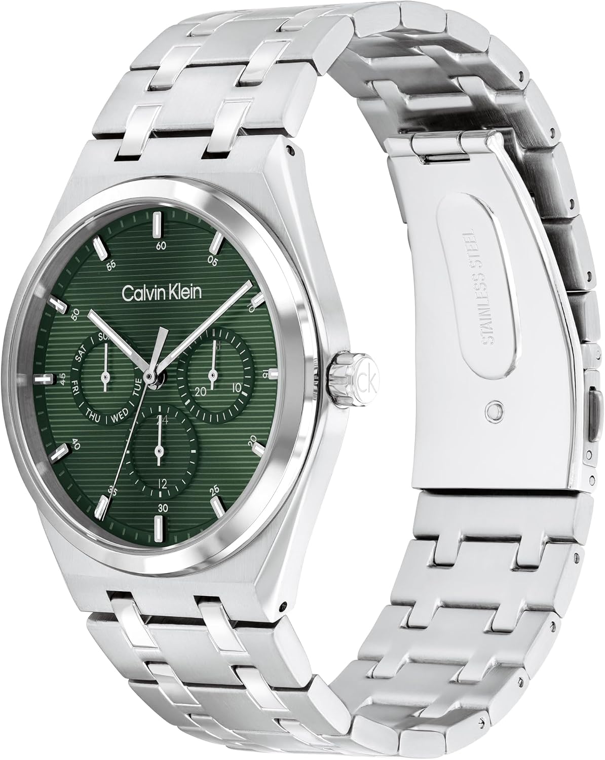 Calvin Klein Men’s CK Motion Stainless Steel Watch - 39mm Slim Case, Multifunction, Link Bracelet, Versatile Everyday Style- Gift for Him