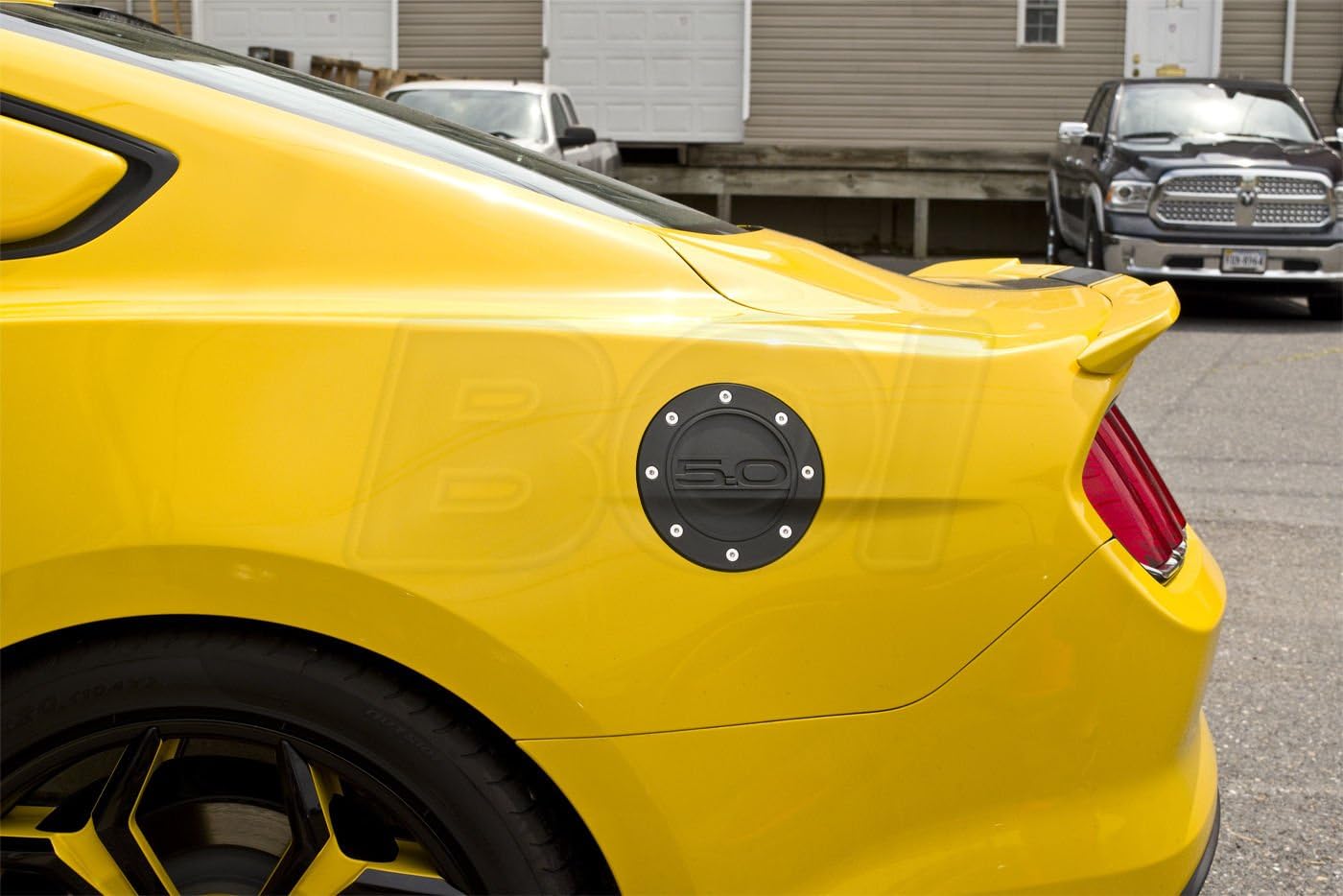 2015-2023 Mustang GT Black Fuel Door with 5.0 Logo