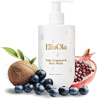 ELLAOLA Tear Free Baby Shampoo & Body Wash - Organic, Hypoallergenic Baby + Kid Soap Hydrates & Nourishes While Gently Cleansing Sensitive Skin, Fragrance Free | 10.1 fl. oz.