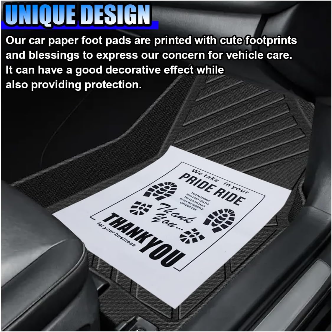 50PCS Car Kraft Paper Floor Mats, Waterproof Floor Covers Car Carpet Protector, Disposable Temporary Automotive Foot Pad, Vehicle Detailing Detail Wash Supplies, 15x19 Inch(White)