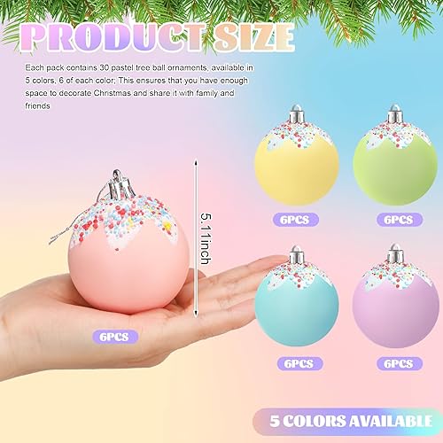 Miniatura 3 de Gejoy 30 Piezas Bolas de Árbol de Navidad Candy Land Adornos de 2.36'' Goteo de Helado Decoraciones de Fiesta Chispitas Bombillas de Navidad en