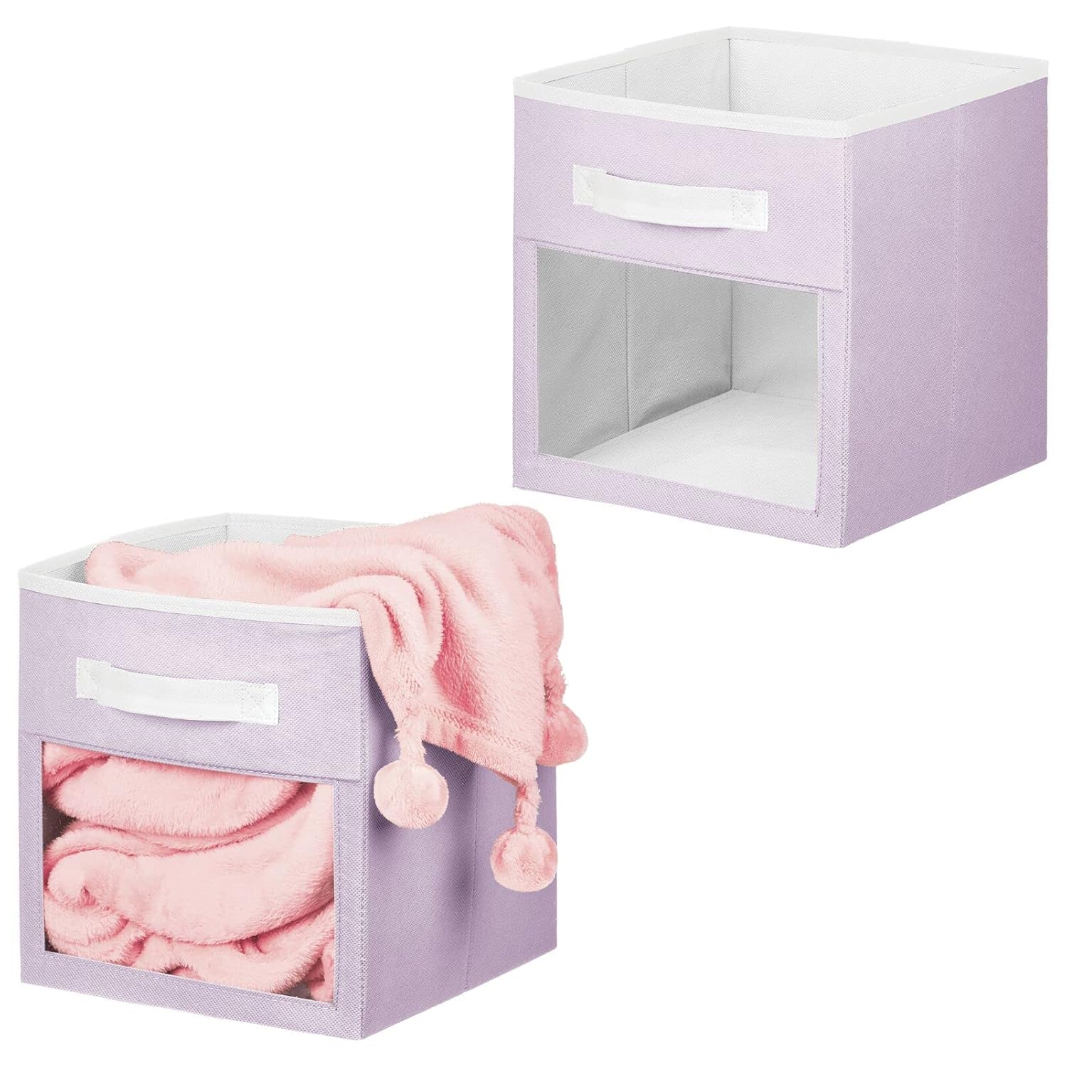 mDesign Soft Fabric Closet Storage Organizer Cube Bin Box with EasyView Front Window, Handle