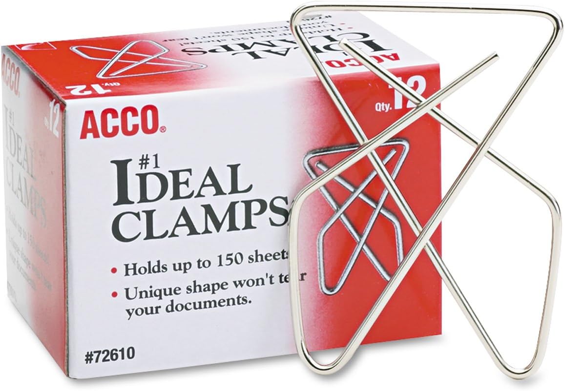 ACCO Ideal Paper Clamp (Butterfly Clamp), Smooth Finish, No.1 Size (Large), 12/Box (A7072610) by ACCO Brands
