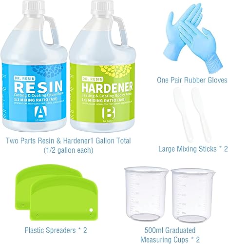 Miniatura 7 de Kit de resina epoxi transparente de 1 galón, 2 partes de arte para manualidades, resina epoxica, apta para alimentos, capa de fundición
