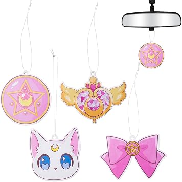 L1rabe Car Air Freshener Anime Moon Cat Artemis Incense Chips, 4 Styles and Scents of Anime Moon Cat Artemis Car Rearview Mirror Pendant Cute Aromatic Accessories Bedroom Closet Shoe Closet Deodorant