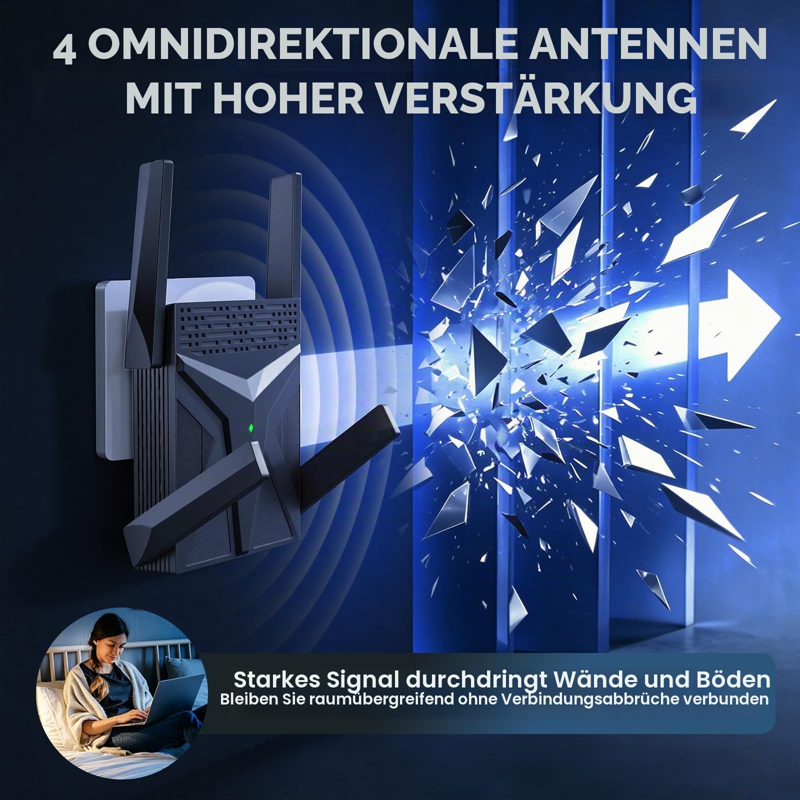 AX1800 WLAN Repeater WiFi 6, WLAN Verstärker Dual Band bis 1800 Mbit/s, Internet Signalverstärker mit Gigabit LAN Port, WiFi Extender mit Repeater & Access Point Modus, für Zuhause und Büro
