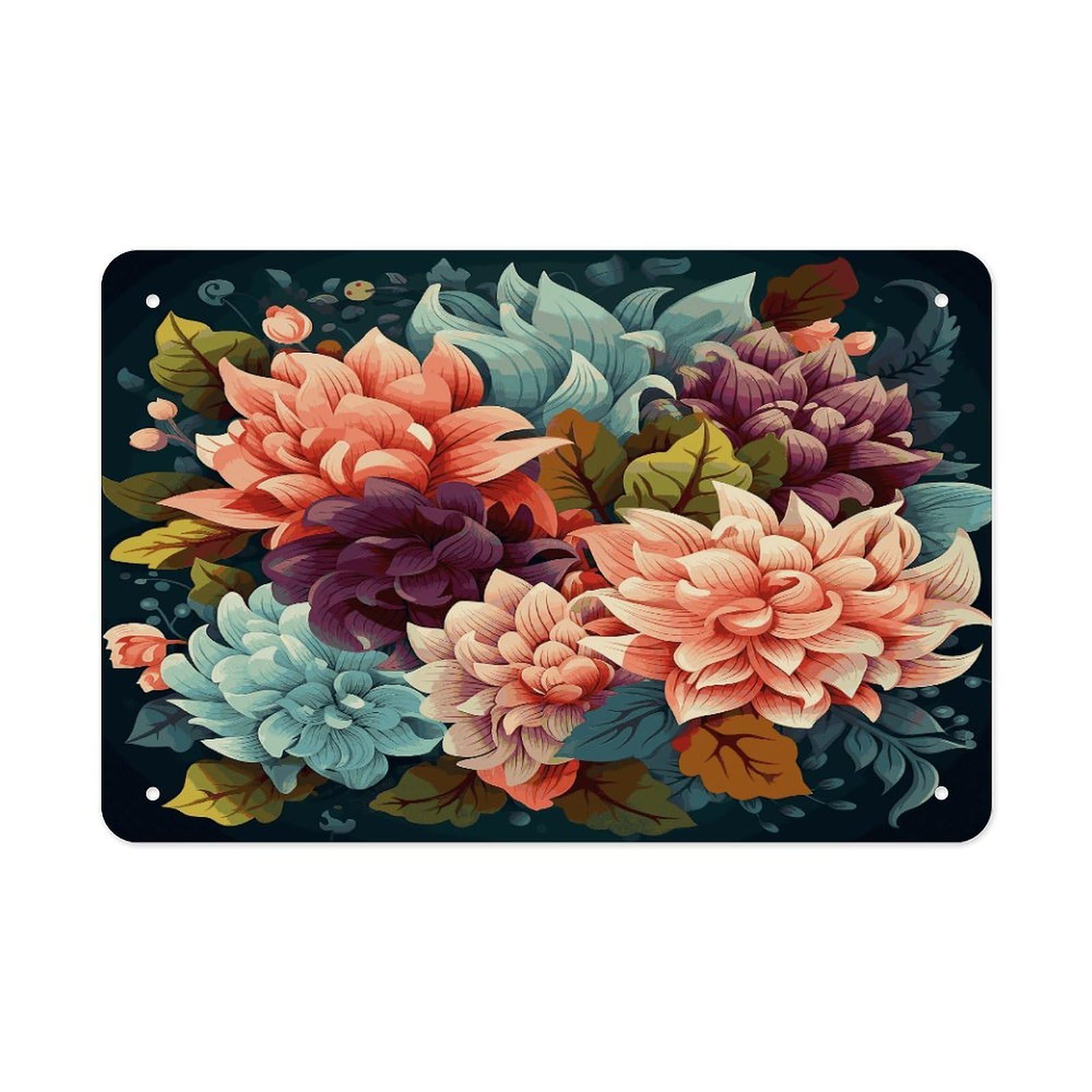 Fodpand Style Flowers As Background Wall Art Metal Signs Tin Sign