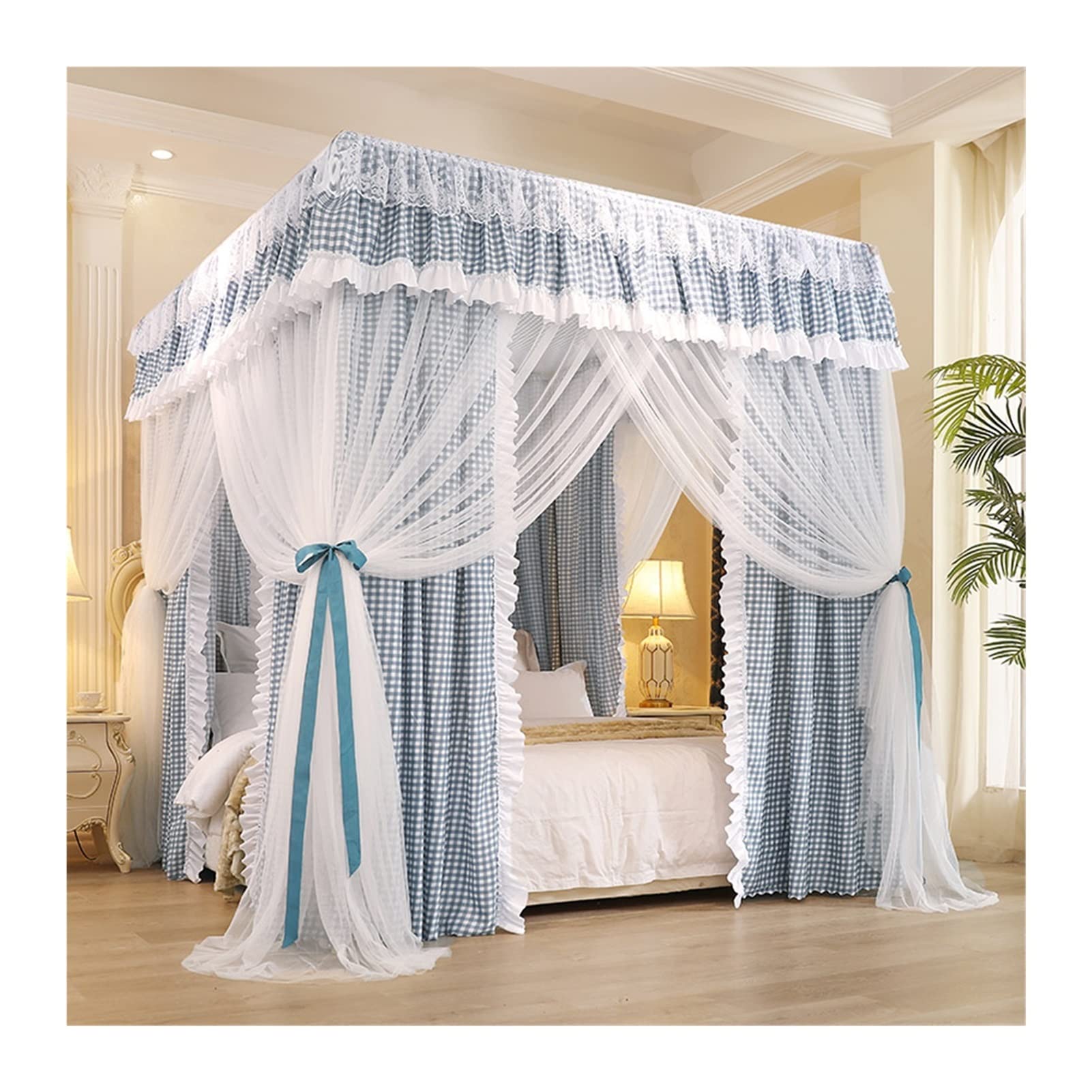 GTHTUHFD Bed Canopy Double Bed Curtain, 360° Wrapped Mosquito Net, Princess Bedroom Decoration Bed Canopy,Multi-colored-150x200x200cm