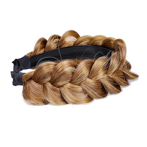 Miniatura 2 de Diadema trenzada de pelo sintético, aro de pelo clásico, grueso, ancho, trenzado, peluca de trenzas esponjosas, accesorio de belleza para mujeres y