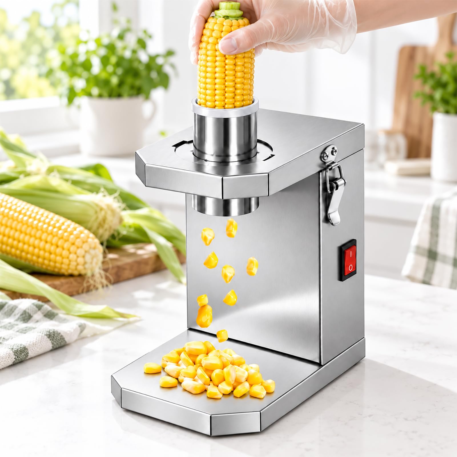 Sgranatore di mais 40 W, lama inox, apertura da 6,5 cm per pannocchie