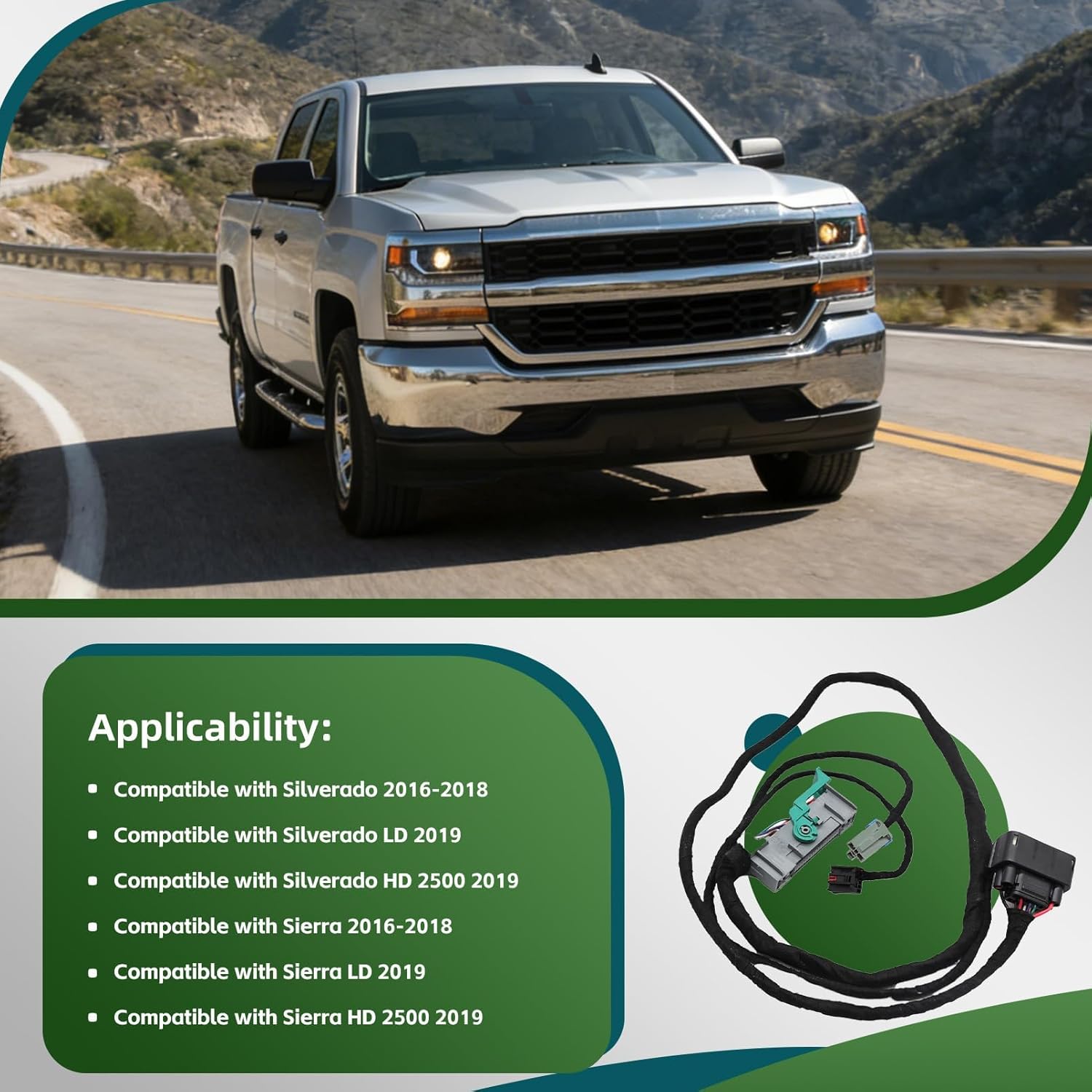 16 Pin Center Console Conversion Harness Compatible with Silverado Sierra 2016 2017 2018 LD HD 2500 3500 2019 Jump Seat to Full Center Console Conversion Harness