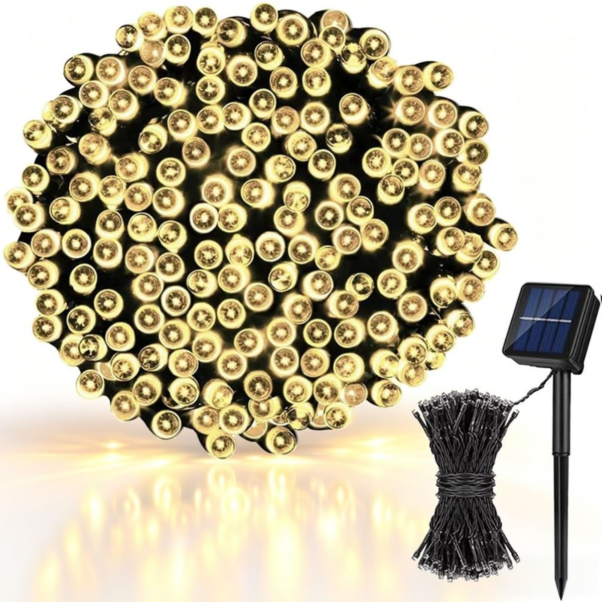 Treer Solar Lights Outdoor Garden, Solar Powered Fairy String Lights with 8 Modes IP66 Waterproof Outside Decorative for Patio, Yard, Festival, Parties, Wedding (Warm White,32M 300LED)