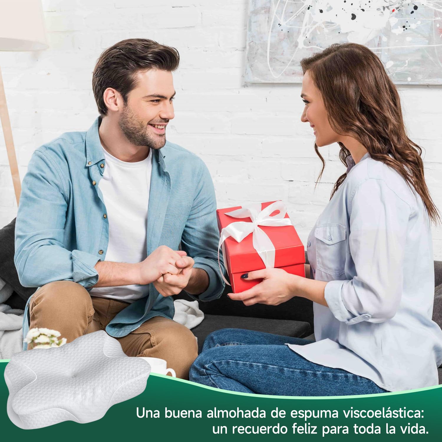 TESQ Almohada Cervical Ergonómica 2 en 1, Almohada de Espuma de Memoria con Altura Ajustable, Ideal para Dormir de Lado y Espalda, Funda Mezcla Nailon Poliéster Lavable, Tamaño 60 x 40 x 9 cm