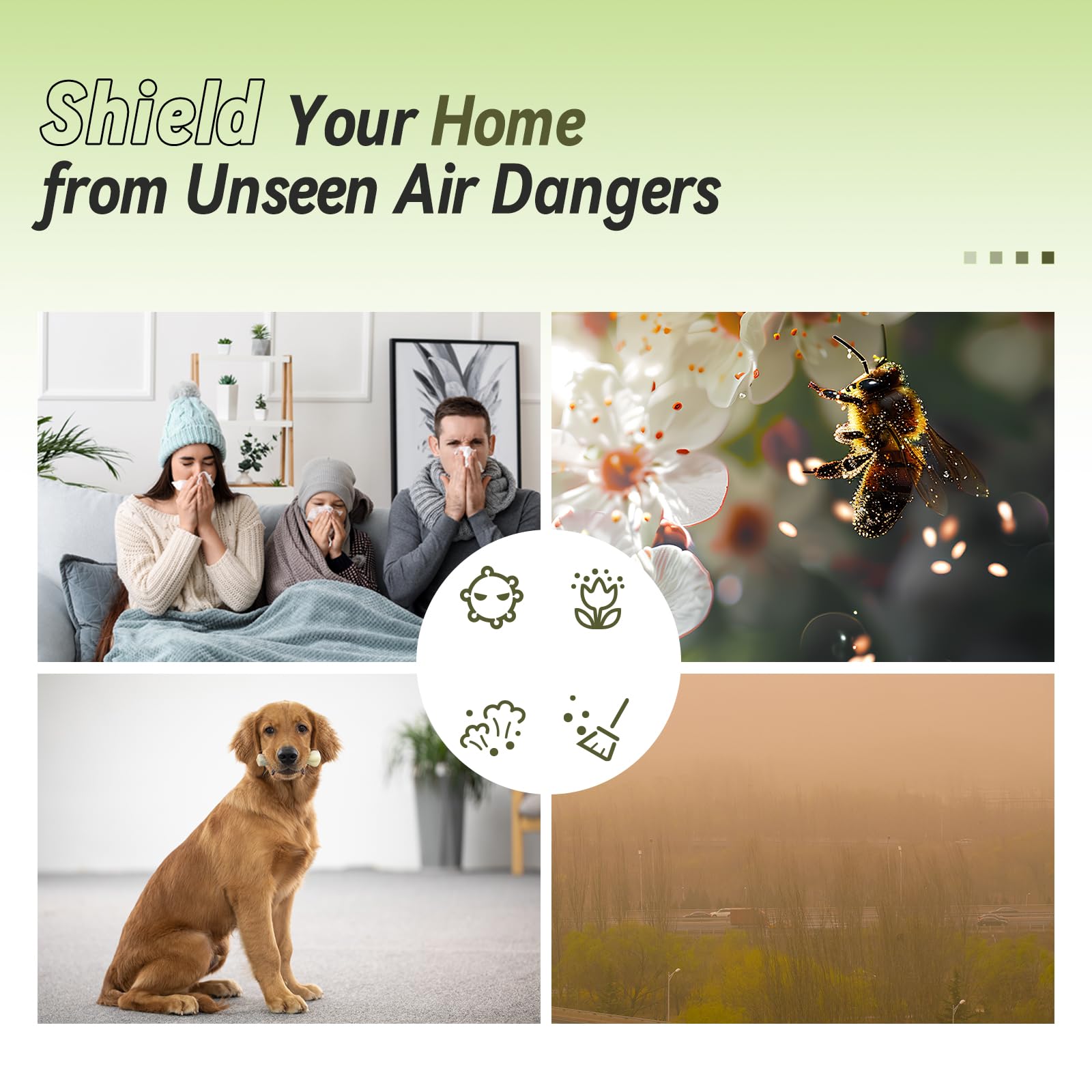 Residential HVAC Air Purifier, Zuomeng Residential IAQ Ion Generator with LED Indicator for Effective Air Purification with 100 Million Ultra-High Concentration Ions