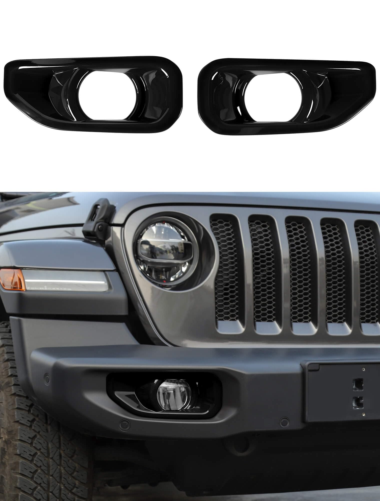 Photo 1 of Savadicar 2-Piece Red Fog Light Trim Cover for Jeep Wrangler JL JLU 4xe & Gladiator JT 2018-Present – Exterior Styling Upgrade Accessories