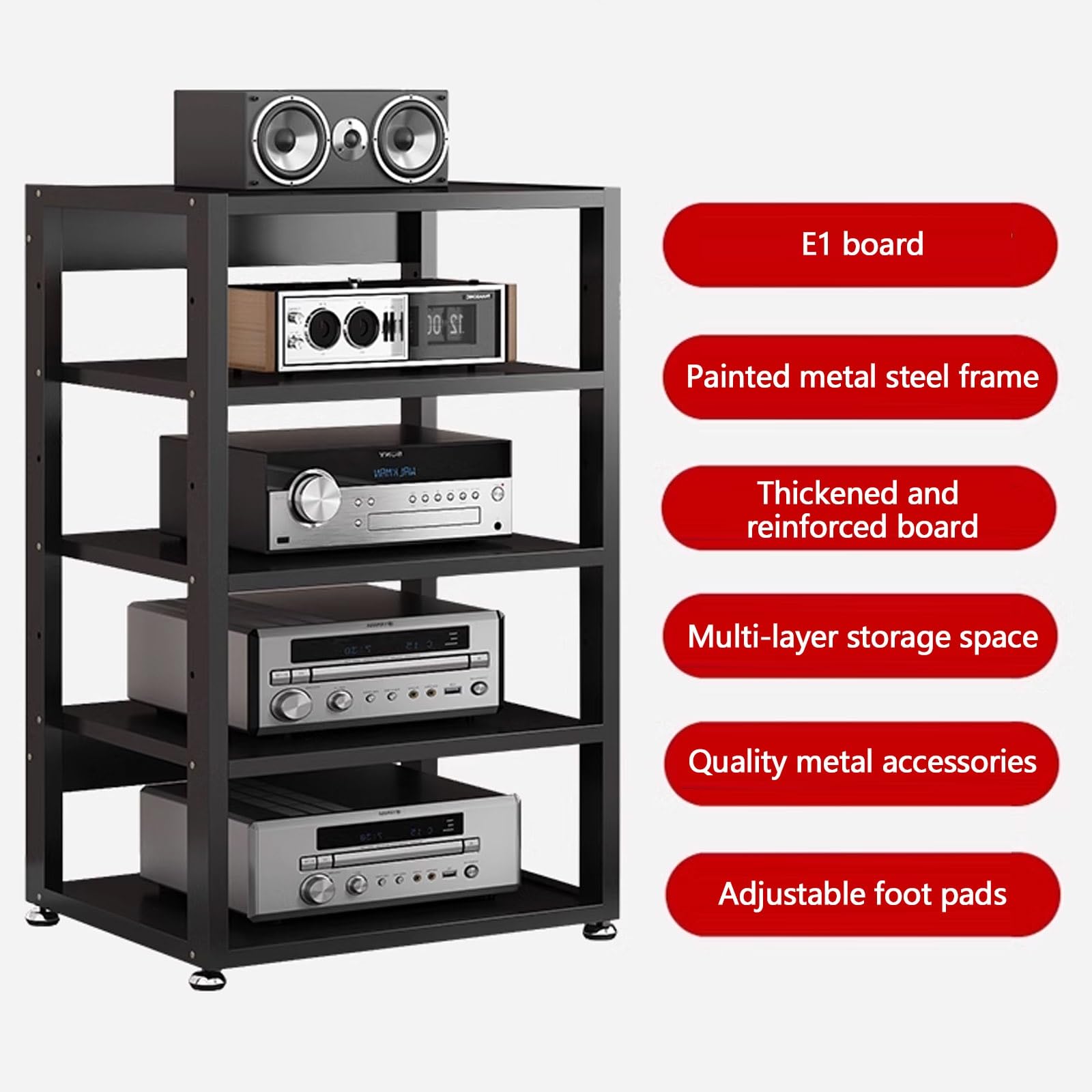 Dormitorio DVD Parlantes estantes, moderno Estante Almacenamiento Componentes Estéreo, Gabinete Almacenamiento Medios, multicapa Estantes Audio Video, sala de estar almacenamiento medios gabinete.