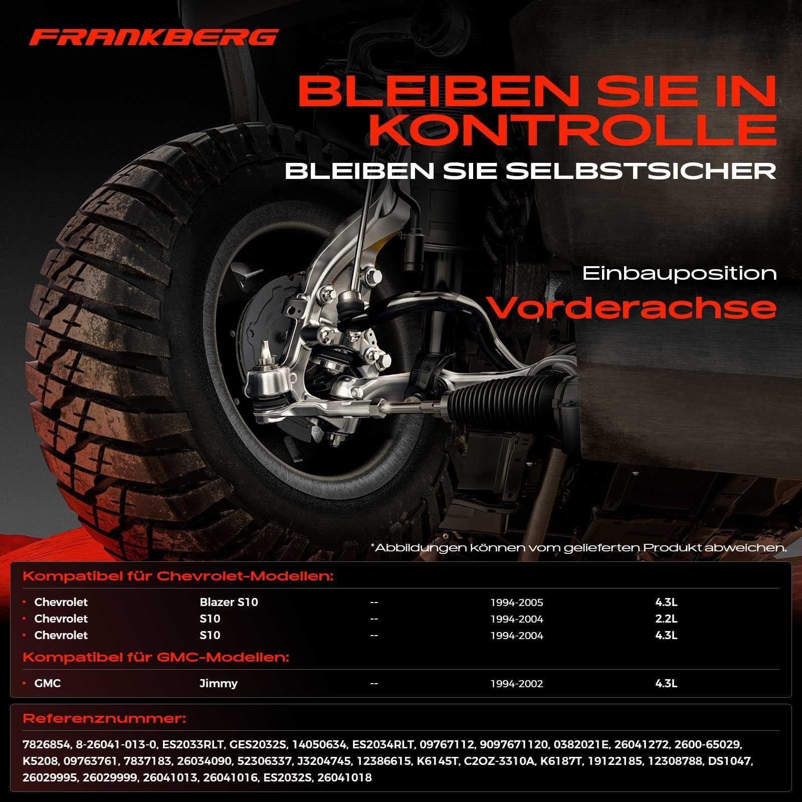 Frankberg 13 x zestaw bransoletek z przednią osią kompatybilny z Blazer S10 4.3L 1994-2005 S10 Pickup 2.2L 4.3L 1994-2004 Jimmy 4.3L 1994-2002 Wymiana # 26041272