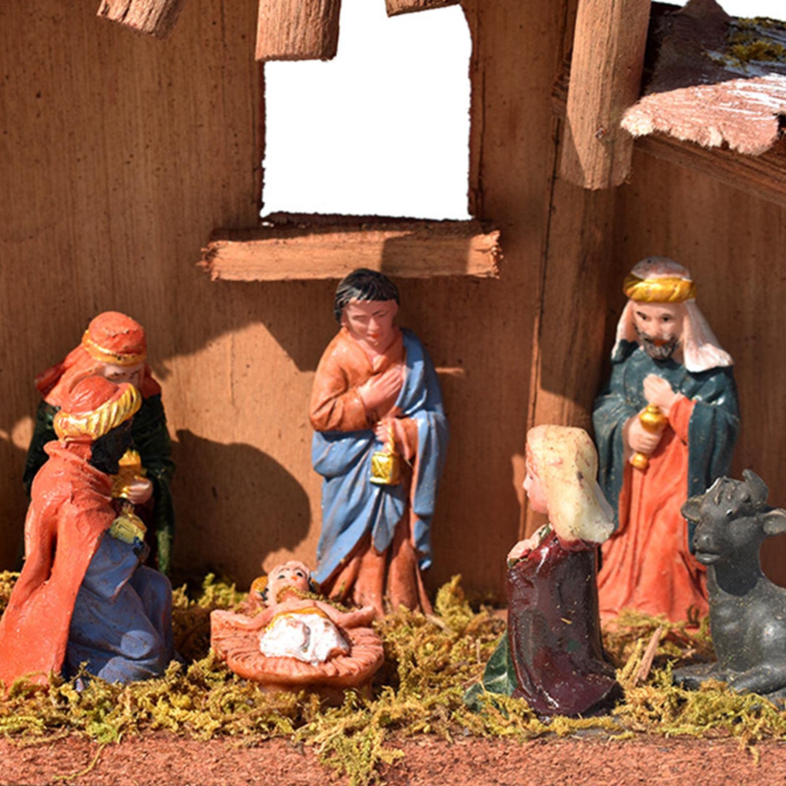 Crèche De Noël En Résine - Figurines De La Nativité, Hauteur Environ 10 Cm - Décoration Maison, Bureau, Jardin