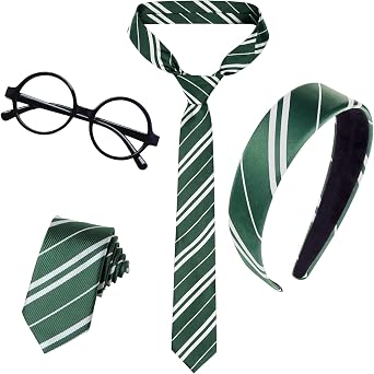 Magic Costume Accessories Adult, Striped Tie Headband Round Glasses, Hair Accessories for Carnival Party Cosplay Uniform