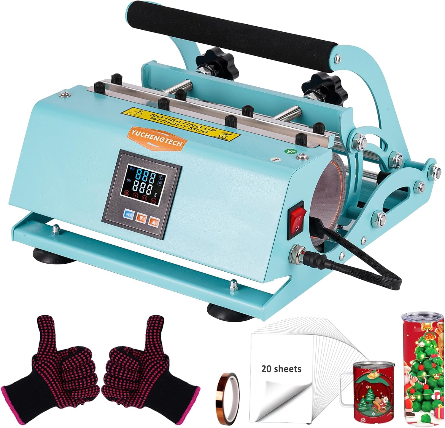 Pressa Per Tazze Sublimazione 11-30oz - Kit Completo Con Carta, Nastro E Guanti, 500W Per Fai Da Te - Foto 10