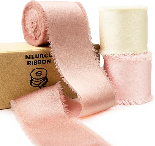 Vista 55 de Burgundy Dark Red Silk Ribbon 1-1/2 Inch x 21Yds Handmade Fringe Silky Chiffon Frayed Fabric Ribbon for Gift Wrapping, Flower Bouquet, Wedding