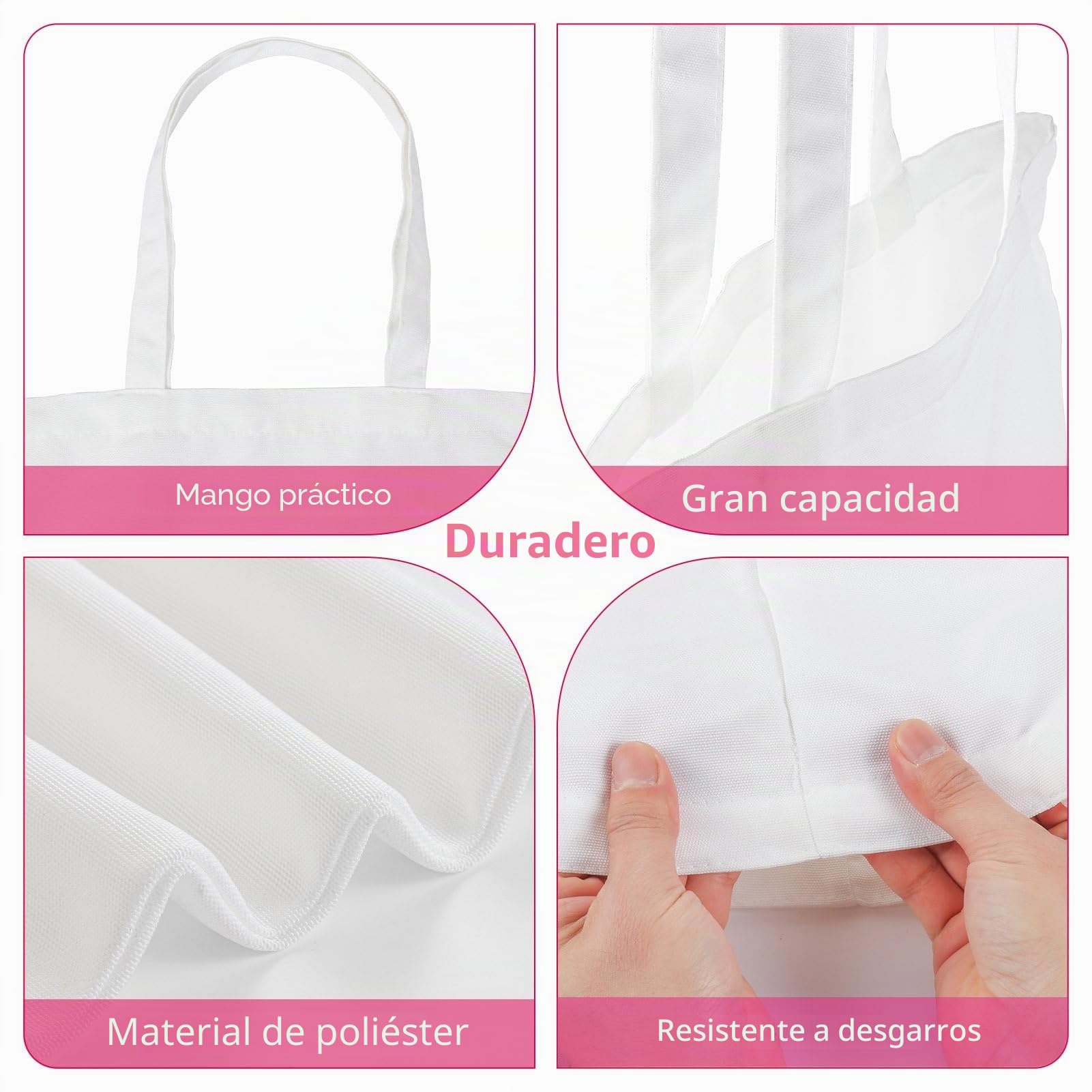Fyore Bolsas de la compra de sublimación, 10 piezas, de lona en blanco, reutilizables, para decorar publicidad, manualidades (blanco, 34 x 39 cm), Blanco, Bolsas de lona en blanco, Fyore-bag-002