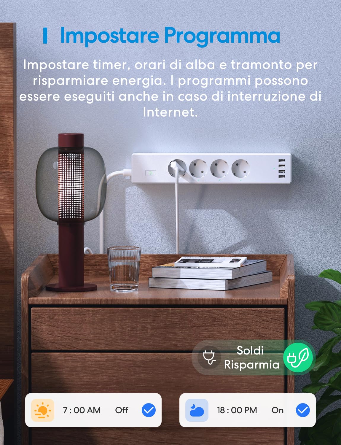 meross Ciabatta con HomeKit smart alexa - Multipresa wifi Intelligente con 4 Schuko 4 Porte USB Funzione timer protezione da sovraccarico Compatibile con Apple HomeKit, Smartthings, Google Assistant