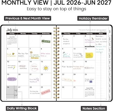 8.5 x 11 Academic Planner 2026-2027, Weekly & Monthly Calendar Planner Book, July 2026 June 2027, Large Hardcover Organizer with Tabs, Perfect for Teachers, Students, Women & Men A4, Black