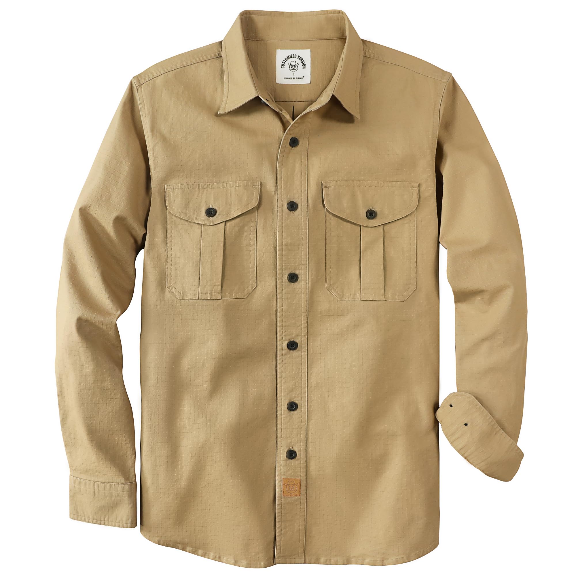 Dubinik® Canvas Long Sleeve Shirts for Men Button Up Work Shirt