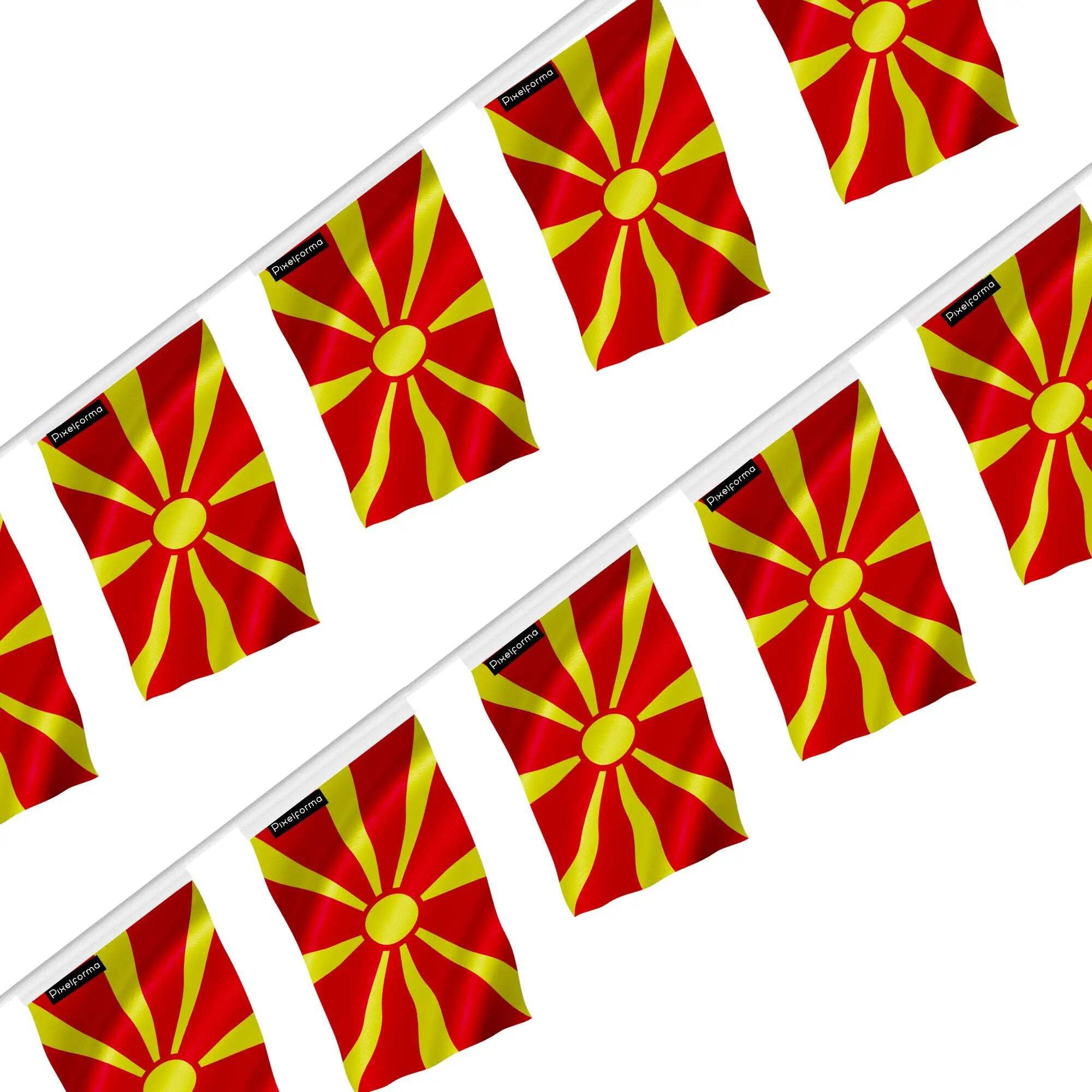 Guirlande drapeau Macédoine du Nord 14x21cm lot de 50 pièces pour décoration