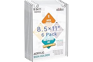 NIUBEE 6 Pack Acrylic Wall Sign Holder 8.5x11 Vertical