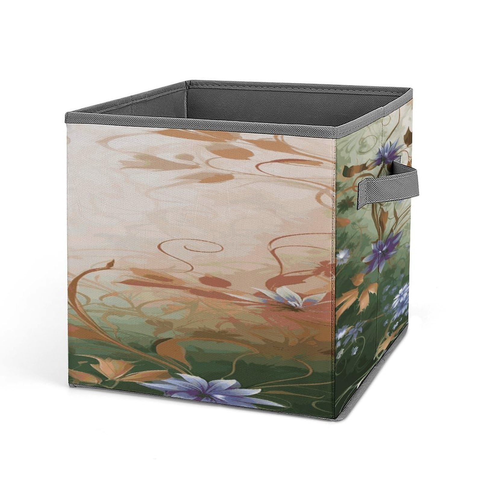 Fodpand Style Floral Swirls Ivy Storage Cubes Foldable Decorative Fabric, Storage Bins Baskets With Handles, Closet Organizers And Storage For Home, Office,Closet, Clothes