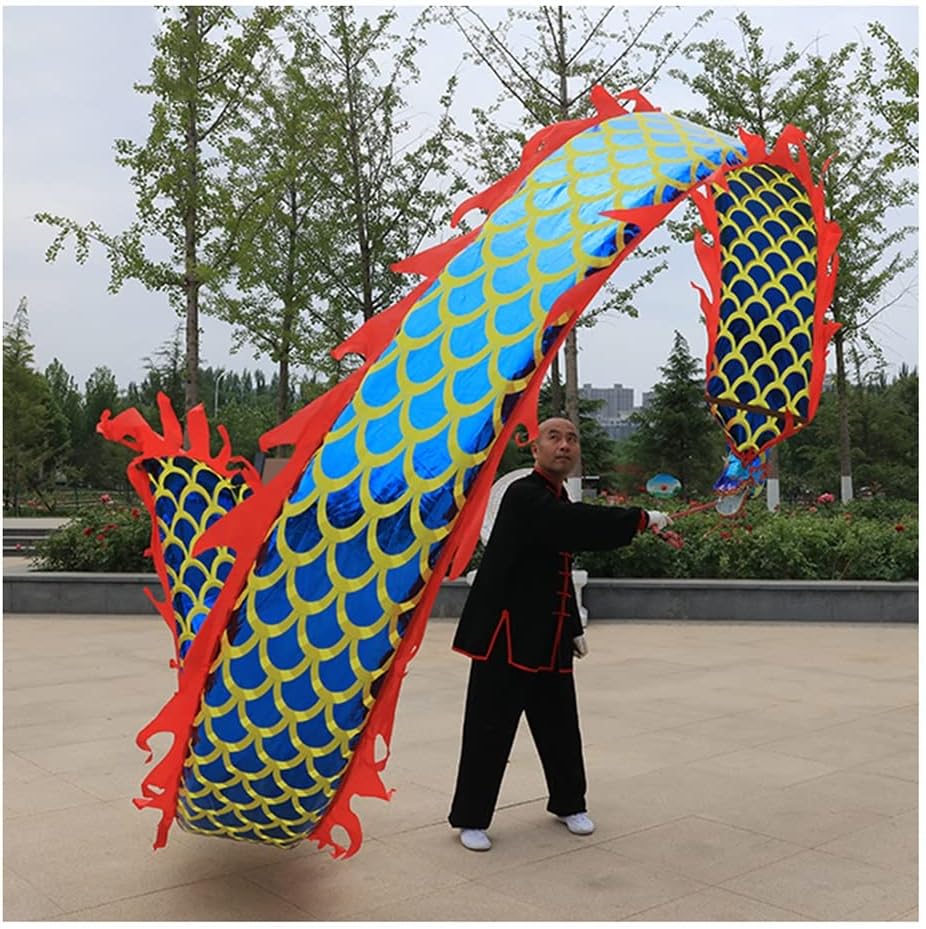 Outdoor Fitness Dragon Dance Streamers, Adult/Teen/Kids Sports Gymnastics Dance Ribbons, Chinese Dragon Dance Ribbon (Color : Green, Size : 8m/26ft) (Blue 10m/33ft)