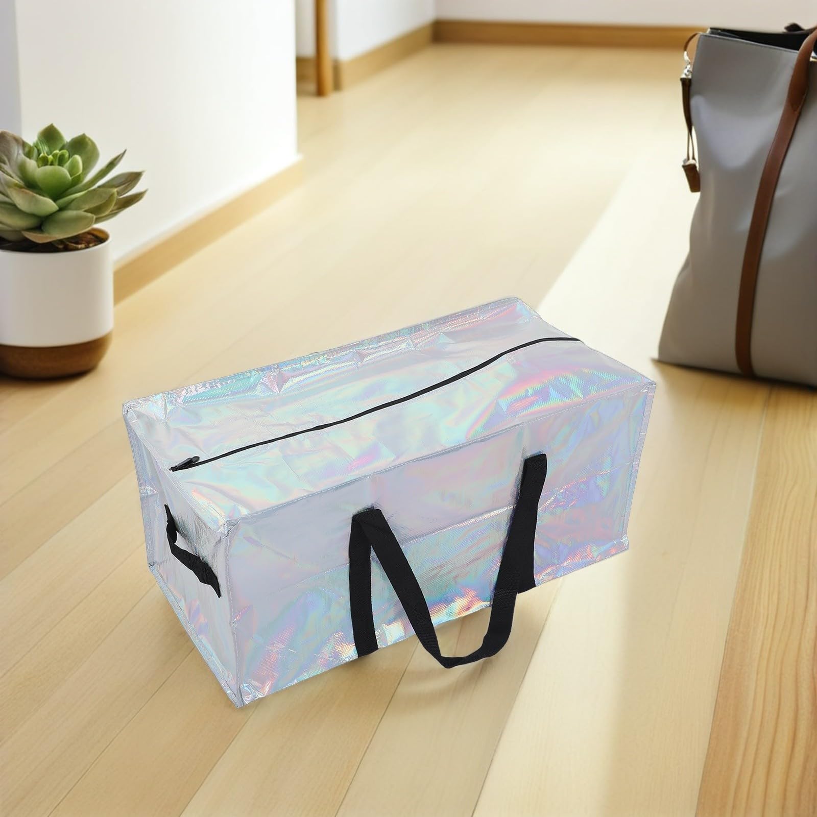 Kichvoe 4 Pezzi Sacchetto con Cerniera Rinforzata e Manici Larghi Extra Large Oxford Resistente All'umidità Portatile per Trasloco per Coperte e Indumenti Durante Traslochi e Dormitorio