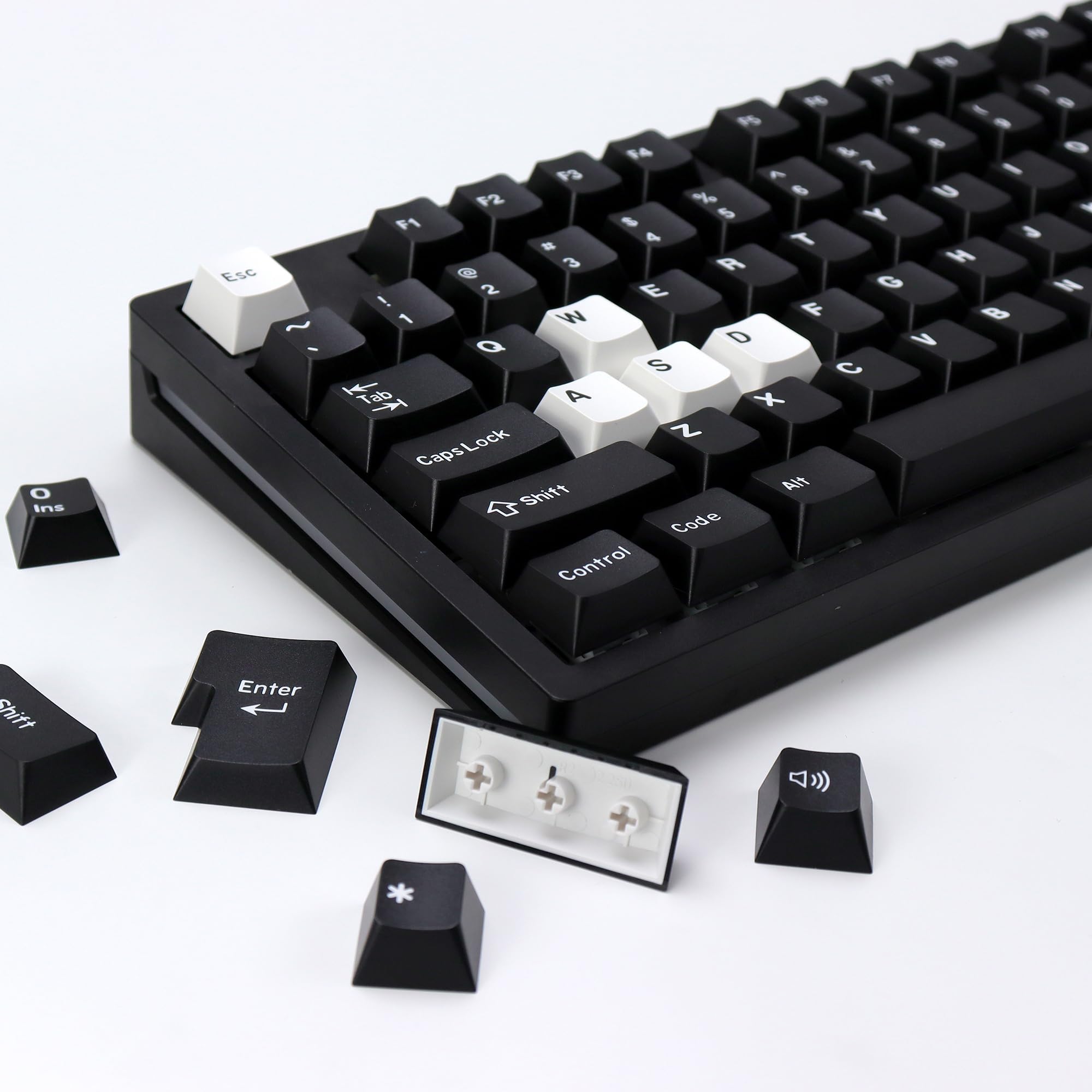 【美品】KAT WoB Double Shot PBT Keycaps KAT White on Black Thickened Double Shot PBT Keycaps|Keyreative