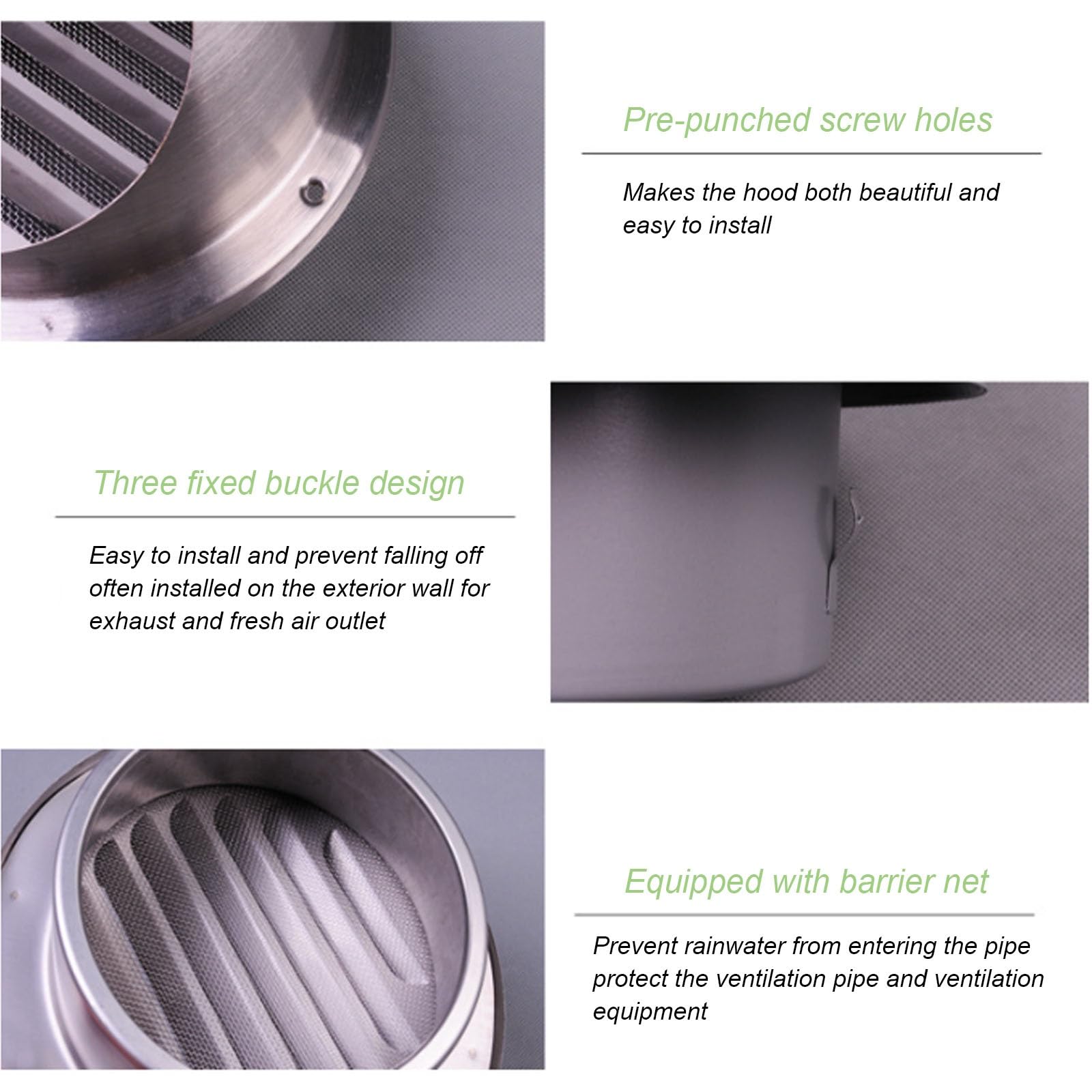 Rejilla de ventilación para Chimenea con Rejilla, Resistente a la Intemperie, fácil de Limpiar, Apta para Cocina, baño, Garaje, ventilación de Pared y Escape (16 cm)