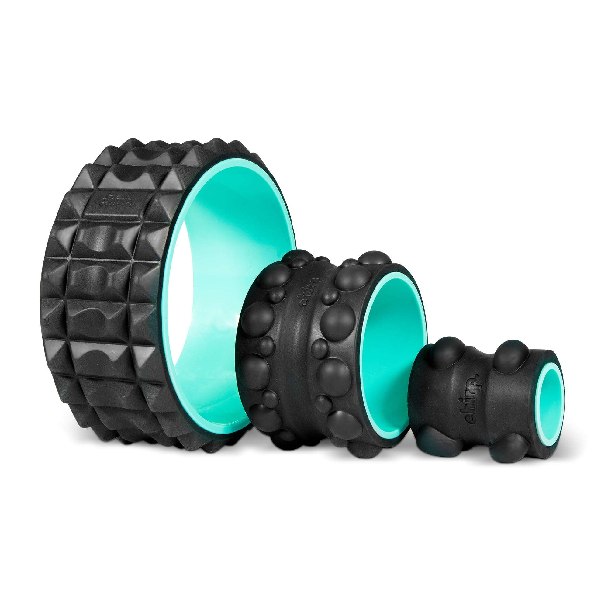 Chirp Wheel XR 3-Pack - 10” Acupressure, 6” Knot-Kneading Thumb, 4” Neck & Headache Relief, High Density Foam Massage Roller Set for Deep Tissue Back Roller & Muscle Therapy, Supports 500lbs, Mint-image-31