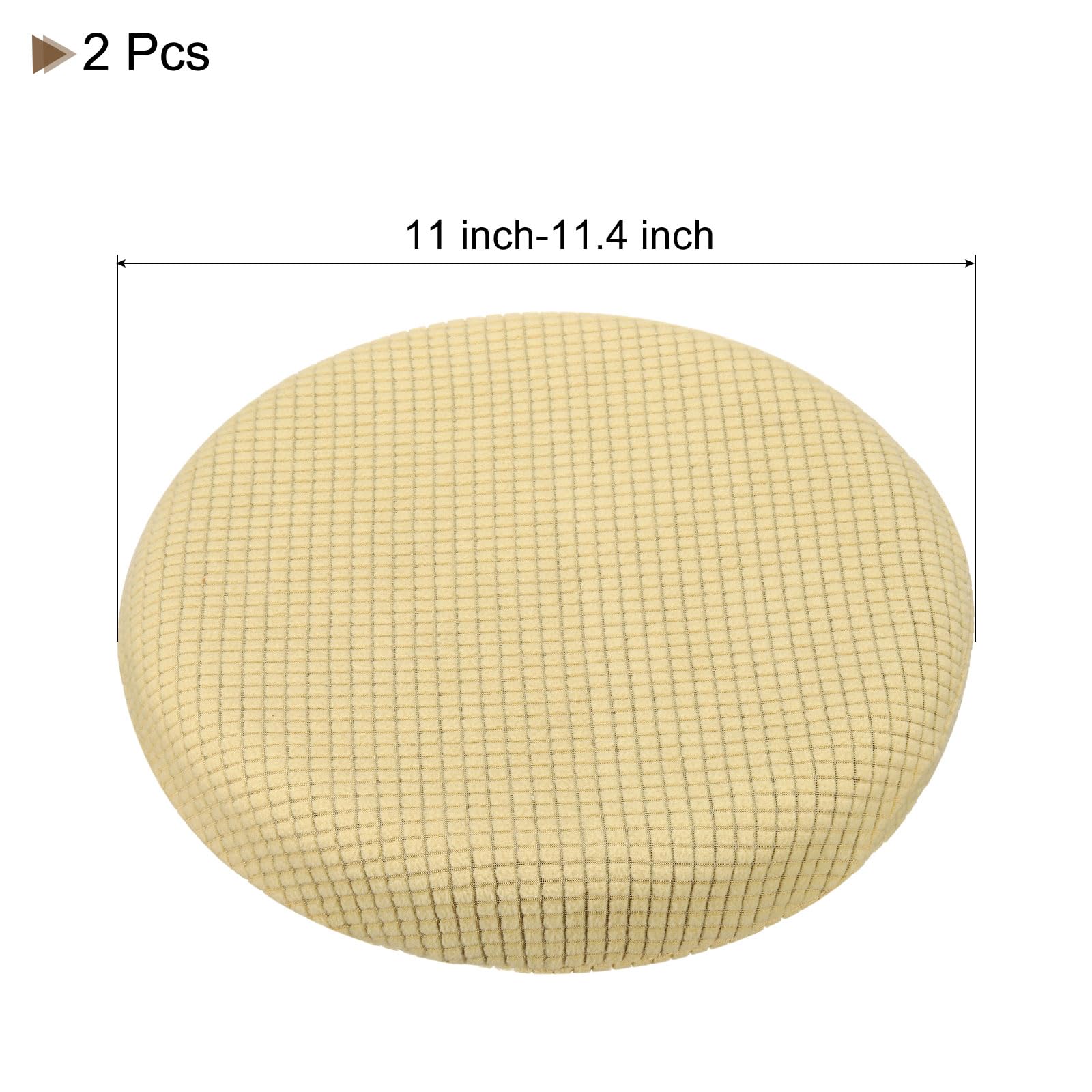 Uxcell 2pcs Upgraded Round Bar Stool Covers, Round Chair Covers Dia.12-14", for Bar Stool Slipcovers Beige - Image 2