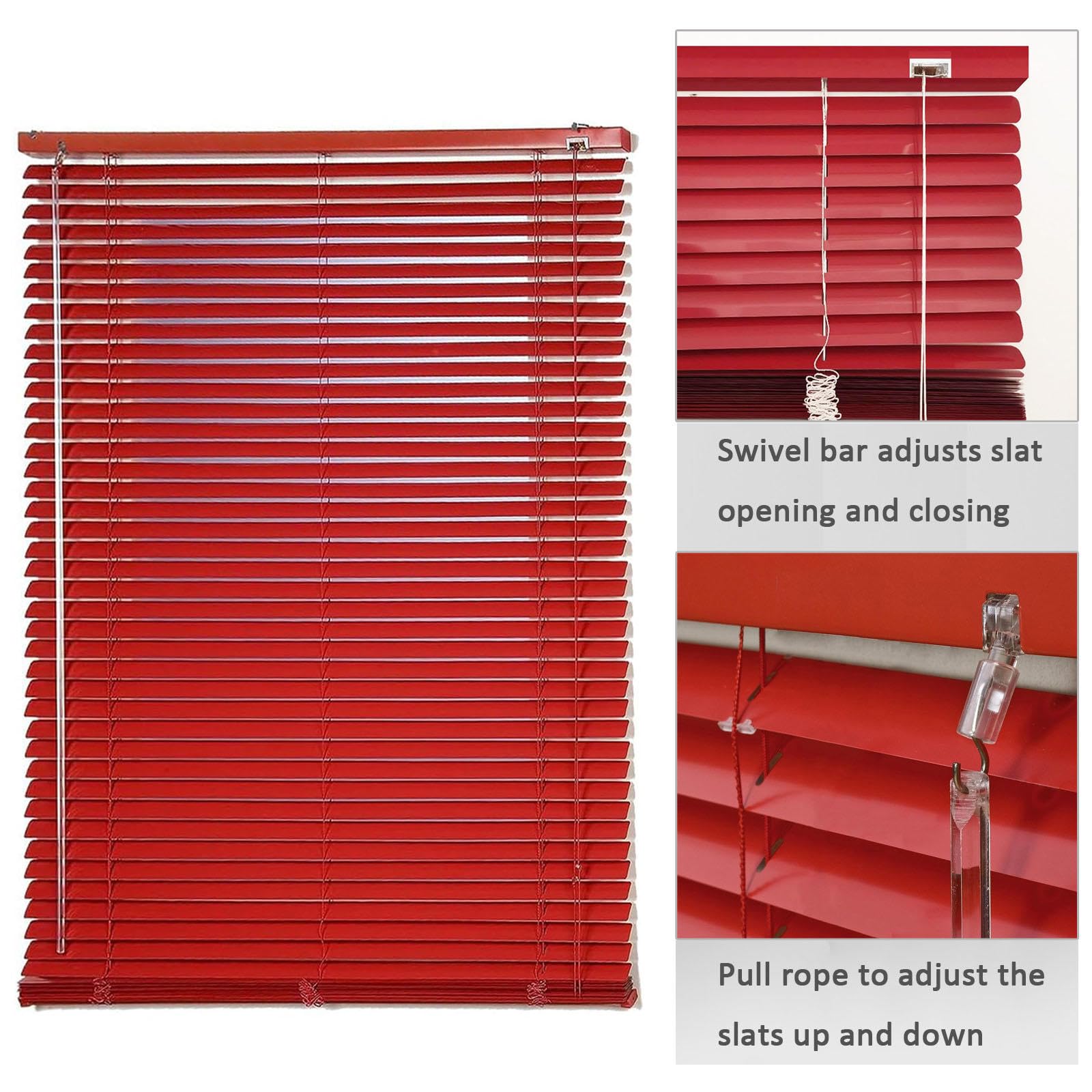Amazon｜赤い金属のブラインド 25mm の窓のためのアルミニウム