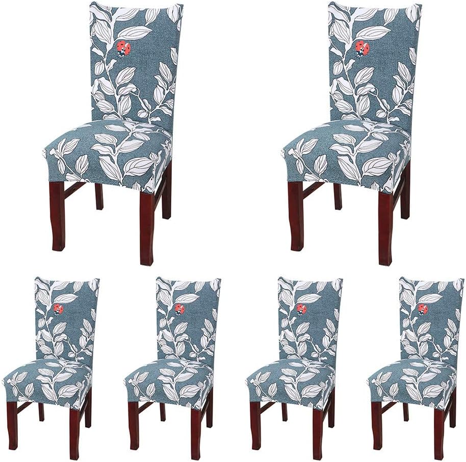 nordmiex Spendex Dining Chair Slipcovers - 6 Pieces Removable Dining Chair Covers Wrinkle and Stain Resistant Chair Protector Fitted Stretch Cushion Covers for Dining Room,-White