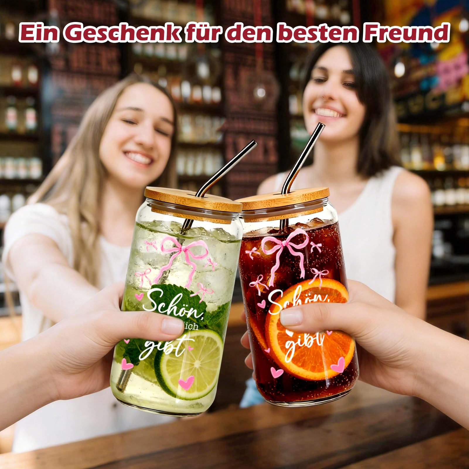 Geschenke für Frauen, Geburtstagsgeschenk für Frauen Freundinnen Schwestern Damen Beste Freundin, Schön dass es dich gibt Geschenke, mit Gehäkelte Glücksbringer
